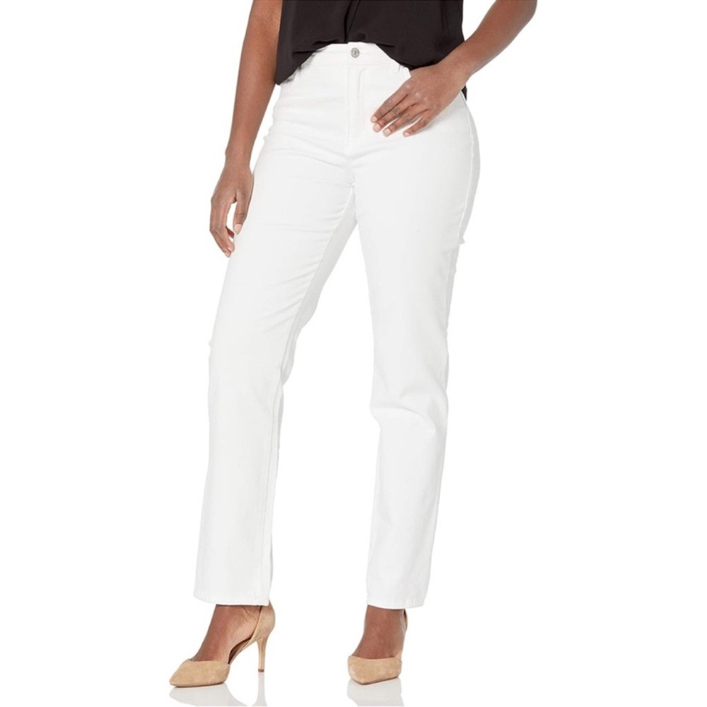 Gloria Vanderbilt Amanda Classic Rise Tapered Leg Stretch Jeans white 10